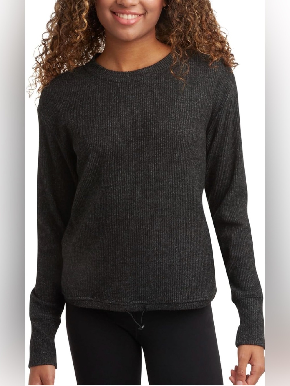 Spyder Women's Black Heather Ribbed Knit Crewneck Sweater Size Small NWOT